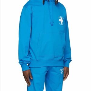 Helmut Lang “Lifeguard” matching hoodie and sweatpants set in bright blue